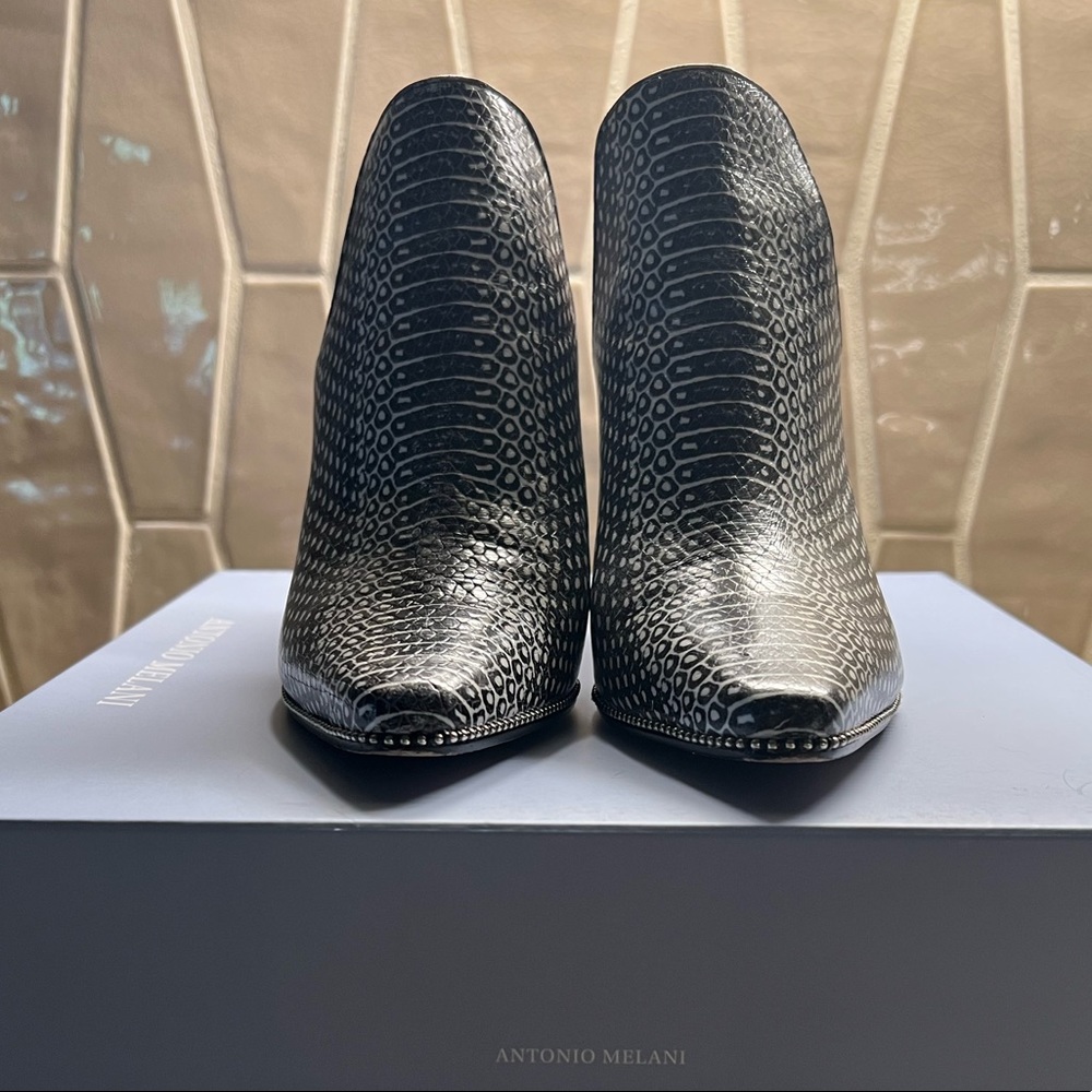 Antonio Melani Black/White Snake Skin Bootie(pre-loved)
